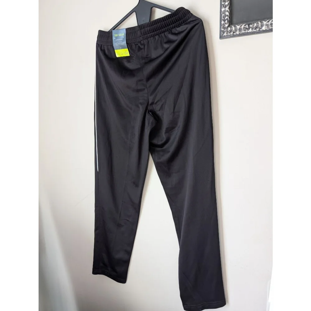 Tek Gear Black Straight Leg Sweatpants S with White Stripe , Mens